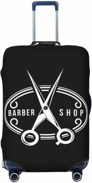 Travel Luggage Cover Suitcase Elastic Washable Vintage Barber Shop Logo Suitcase Protector Bag,Anti-Scratch With Zipper Closure Baggage Covers,X-Large