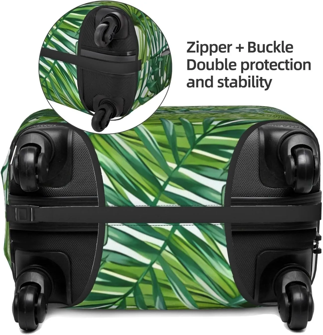 Travel Luggage Cover Suitcase Elastic Washable Watercolor Tropical Palm Leaves Suitcase Protector Bag,Dust-Proof With Zipper Closure Baggage Covers,Large