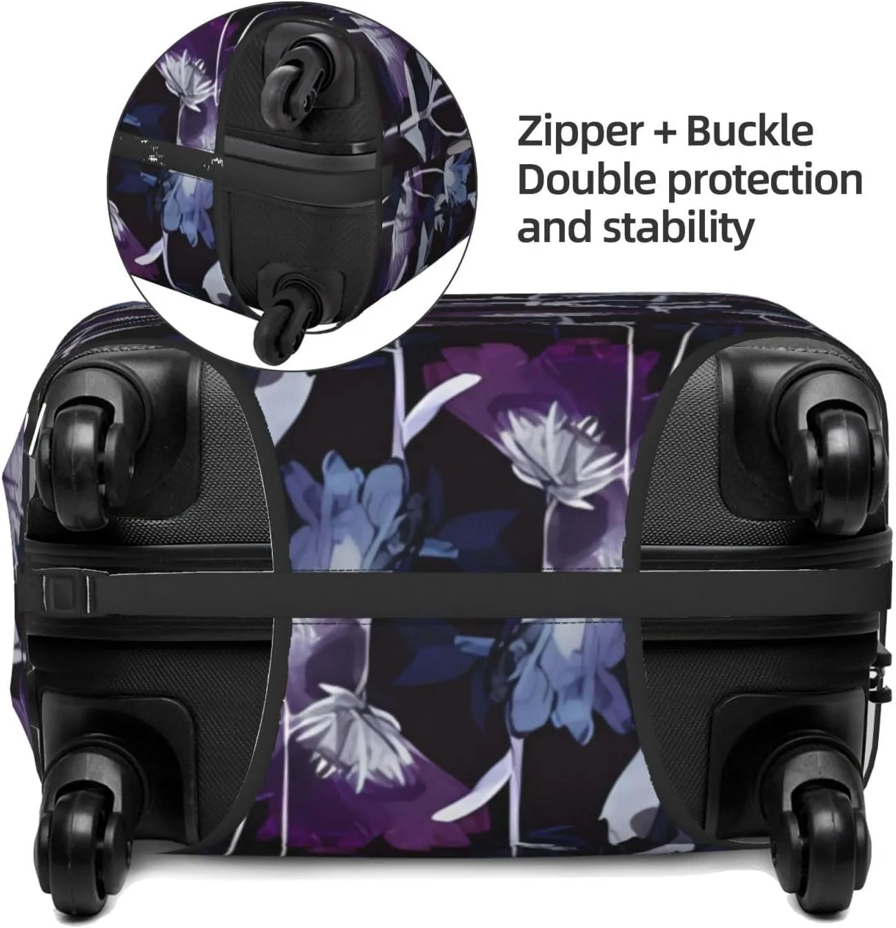 Travel Luggage Cover Suitcase Elastic Washable Watercolor Violet Flowers Suitcase Protector Bag,Dust-Proof Double-Sided Baggage Covers,Large