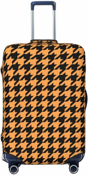 Travel Luggage Cover Suitcase Elastic Washable Yellow Black Houndstooth Suitcase Protector Bag,Spandex Double-Sided Baggage Covers,X-Large