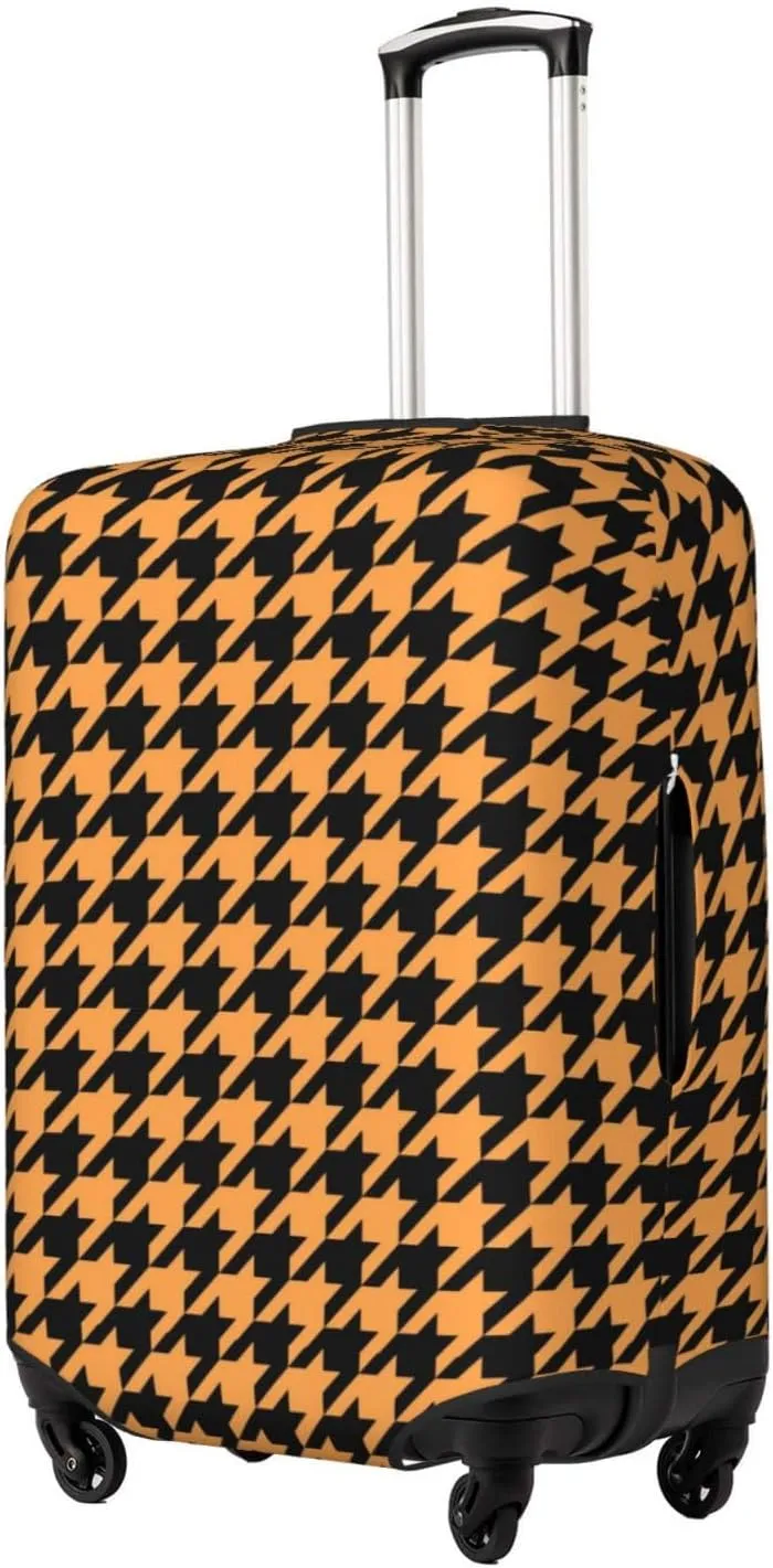 Travel Luggage Cover Suitcase Elastic Washable Yellow Black Houndstooth Suitcase Protector Bag,Spandex Double-Sided Baggage Covers,X-Large