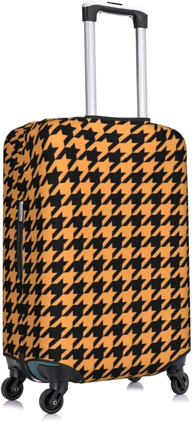 Travel Luggage Cover Suitcase Elastic Washable Yellow Black Houndstooth Suitcase Protector Bag,Spandex Double-Sided Baggage Covers,X-Large