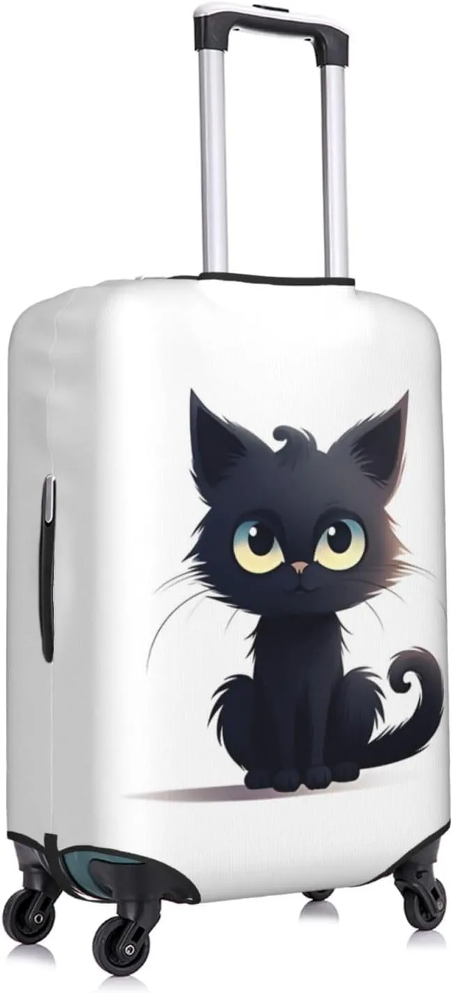 Travel Luggage Cover Suitcase Stretch Washable Black Cat Suitcase Protector Bag,Spandex With Zipper Closure Baggage Covers For Kid Adult,Medium