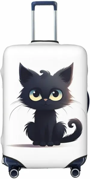 Travel Luggage Cover Suitcase Stretch Washable Black Cat Suitcase Protector Bag,Spandex With Zipper Closure Baggage Covers For Kid Adult,Medium