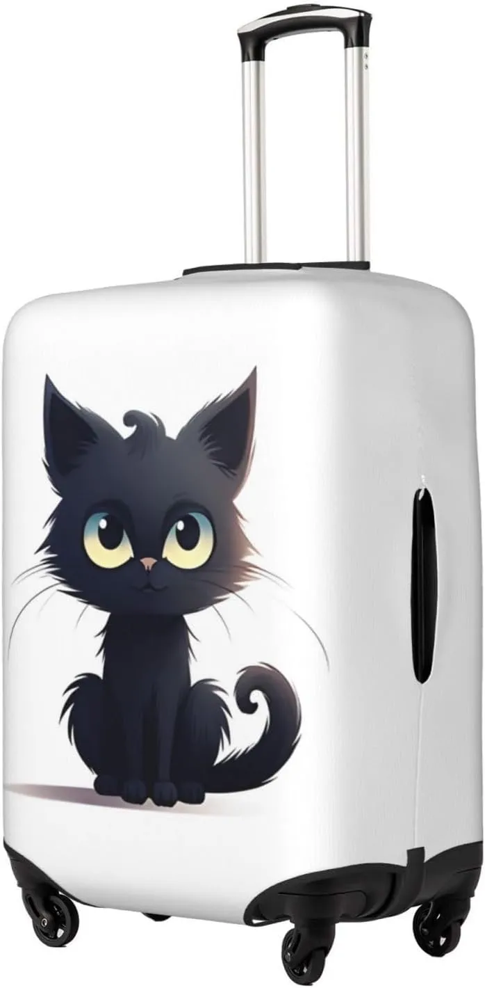 Travel Luggage Cover Suitcase Stretch Washable Black Cat Suitcase Protector Bag,Spandex With Zipper Closure Baggage Covers For Kid Adult,Medium