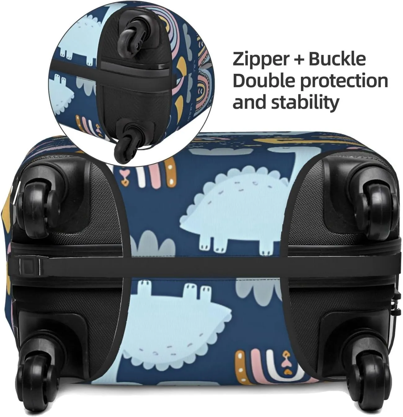 Travel Luggage Cover Suitcase Stretch Washable Cartoon Dinosaur Suitcase Protector Bag,Spandex Double-Sided Baggage Covers,Small
