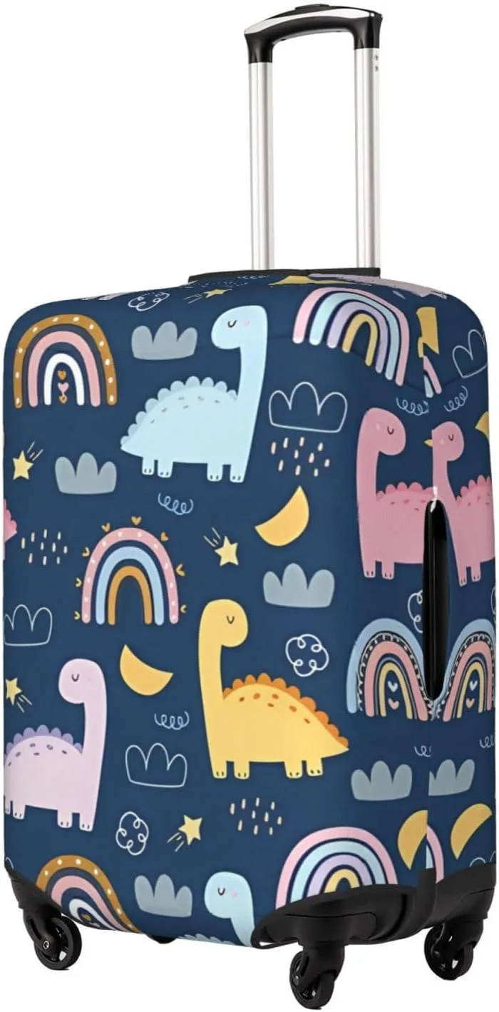 Travel Luggage Cover Suitcase Stretch Washable Cartoon Dinosaur Suitcase Protector Bag,Spandex Double-Sided Baggage Covers,Small
