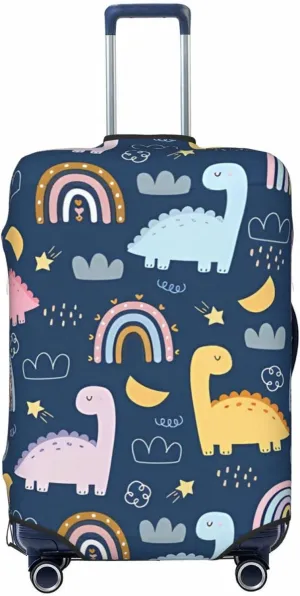 Travel Luggage Cover Suitcase Stretch Washable Cartoon Dinosaur Suitcase Protector Bag,Spandex Double-Sided Baggage Covers,Small