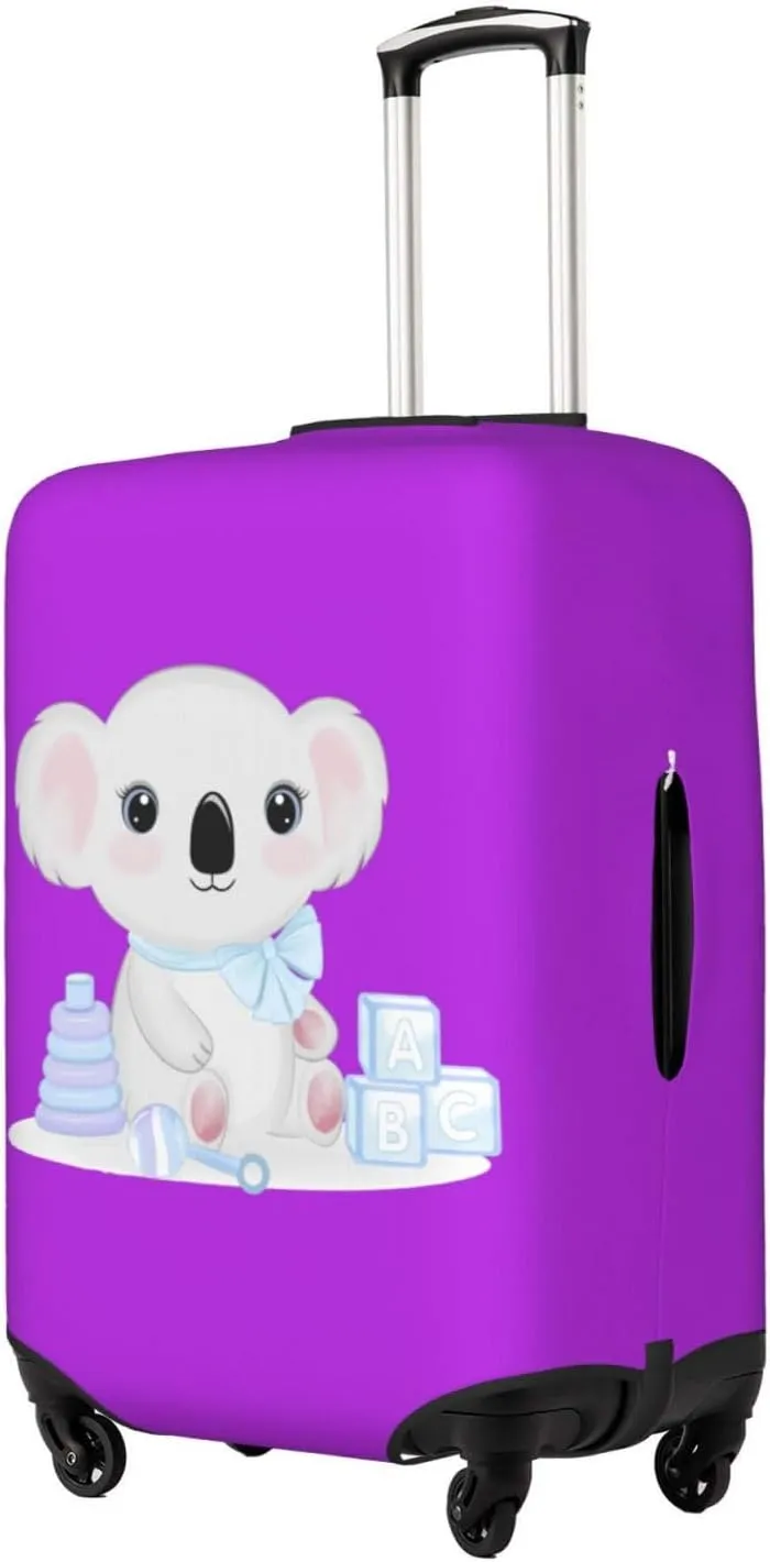 Travel Luggage Cover Suitcase Stretch Washable Cute Baby Koala Puple Suitcase Protector Bag,Anti-Scratch Double-Sided Baggage Covers,Medium