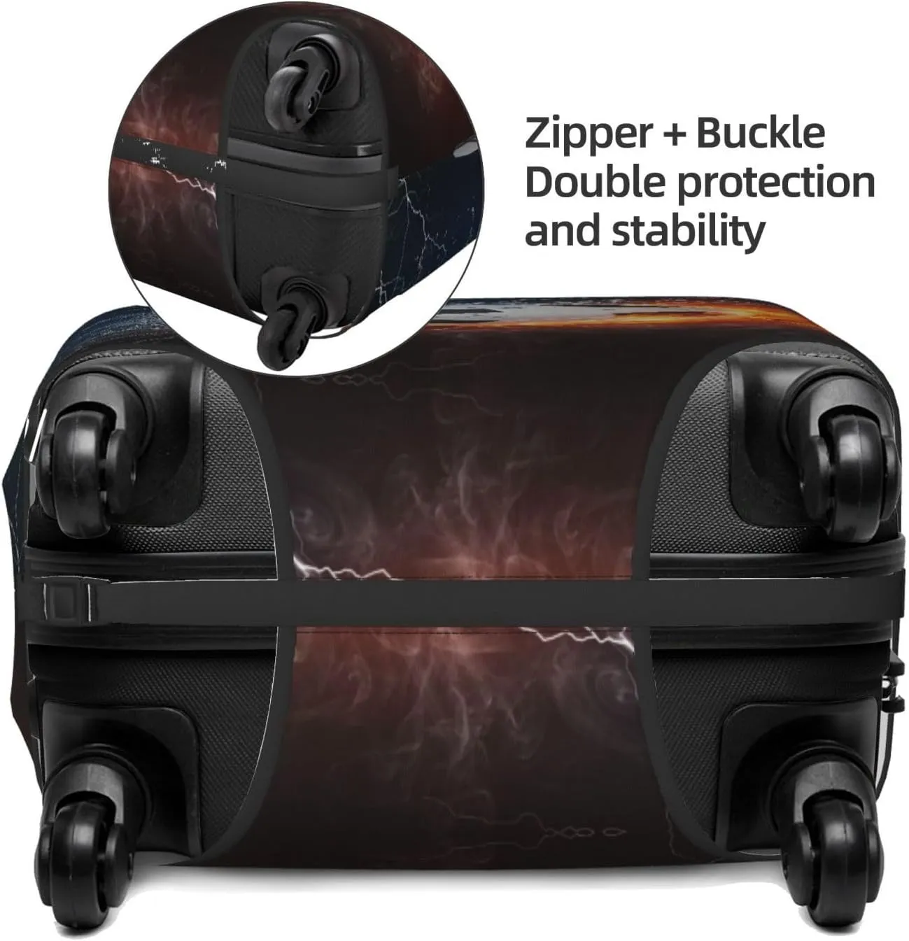 Travel Luggage Cover Suitcase Stretch Washable Fire Water Soccer Ball Suitcase Protector Bag,Anti-Scratch With Zipper Closure Baggage Covers,X-Large