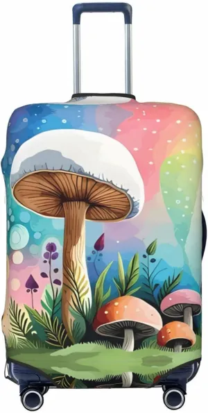 Travel Luggage Cover Suitcase Stretch Washable Magic Mashroom Art Suitcase Protector Bag,Spandex Double-Sided Baggage Covers,Medium