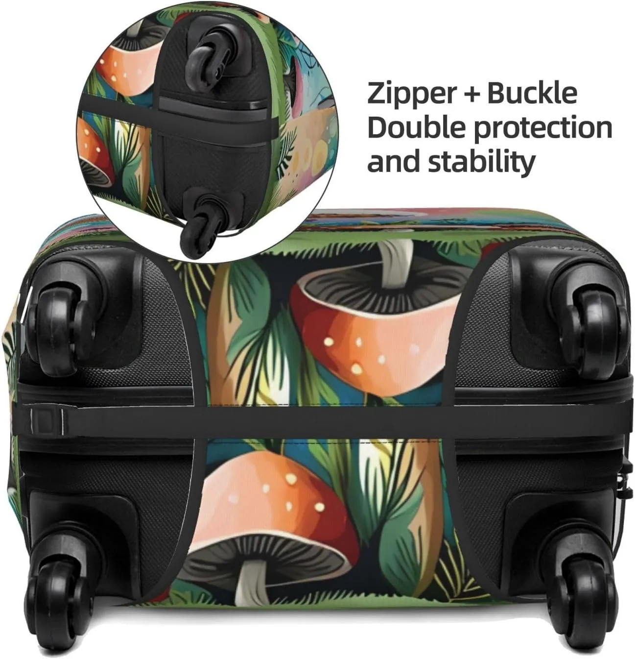 Travel Luggage Cover Suitcase Stretch Washable Magic Mashroom Art Suitcase Protector Bag,Spandex Double-Sided Baggage Covers,Medium