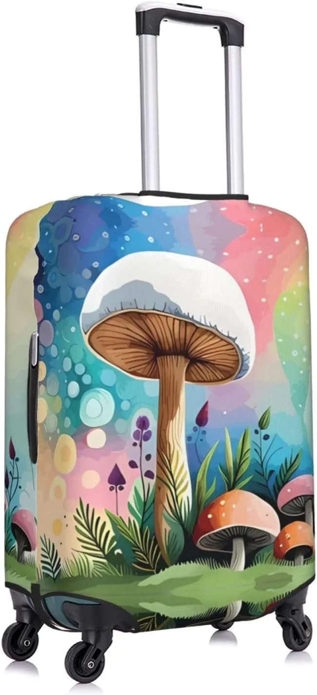 Travel Luggage Cover Suitcase Stretch Washable Magic Mashroom Art Suitcase Protector Bag,Spandex Double-Sided Baggage Covers,Medium