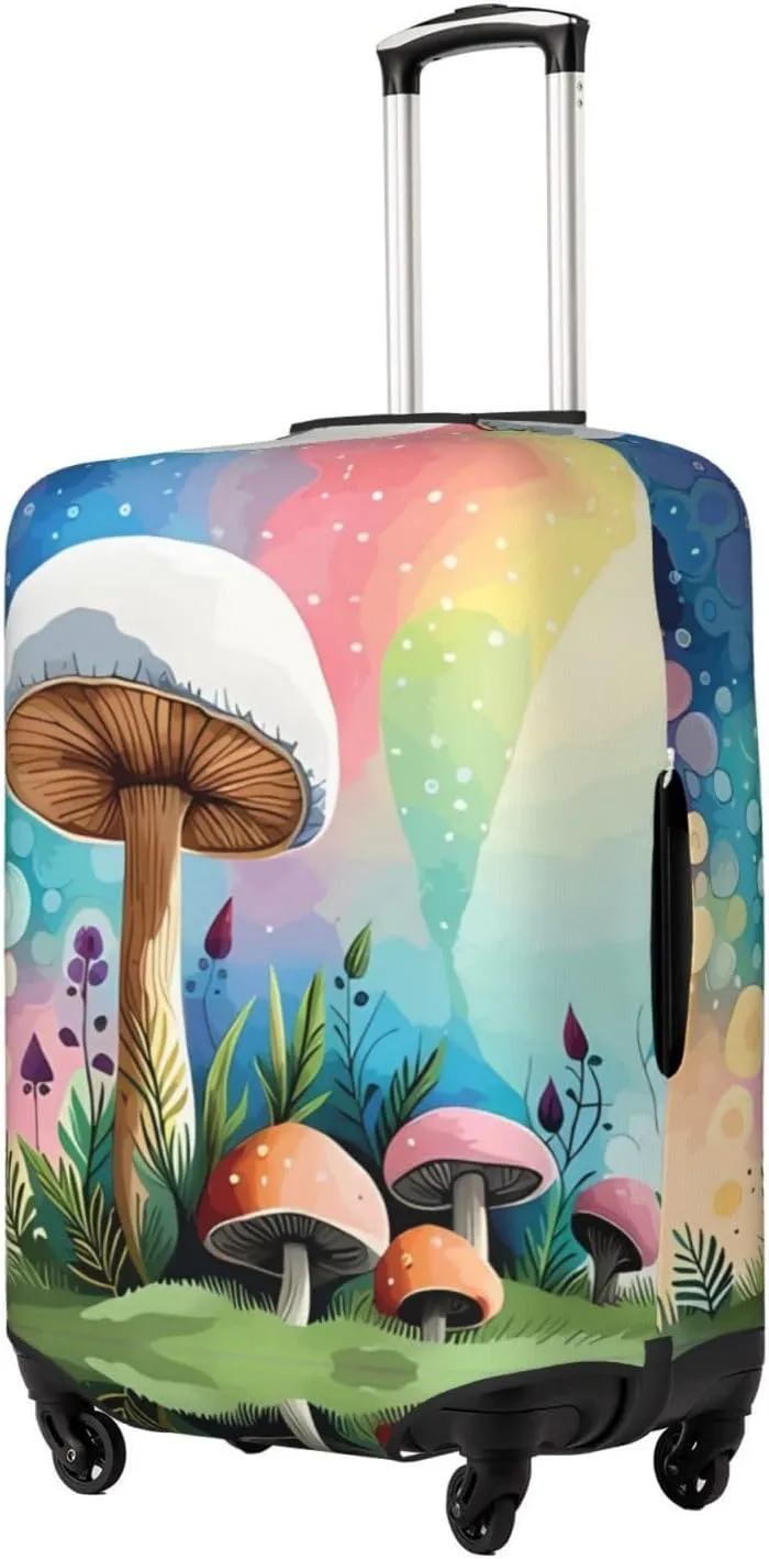 Travel Luggage Cover Suitcase Stretch Washable Magic Mashroom Art Suitcase Protector Bag,Spandex Double-Sided Baggage Covers,Medium