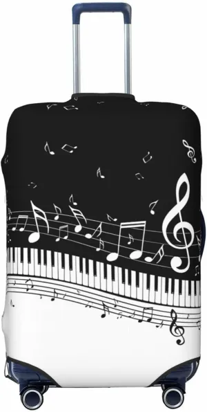Travel Luggage Cover Suitcase Stretch Washable Piano Keys Musical Notes Suitcase Protector Bag,Spandex Double-Sided Baggage Covers,X-Large
