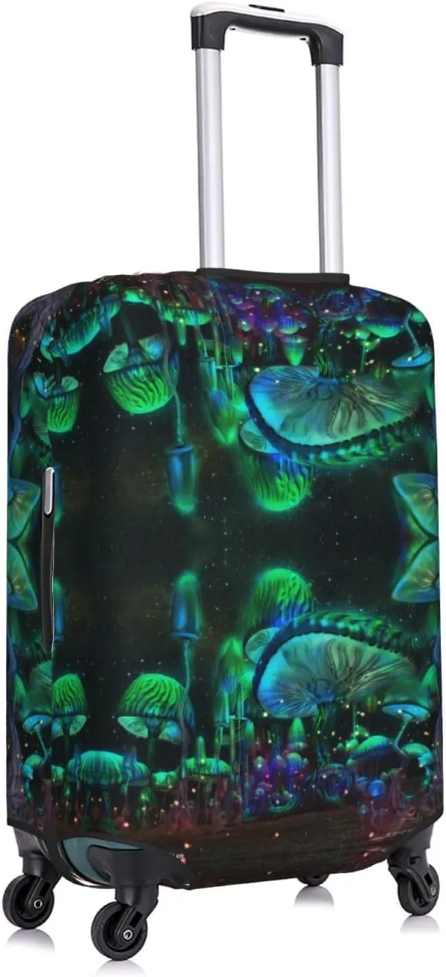 Travel Luggage Cover Suitcase Stretch Washable Psychedelic Magic Mushrooms Suitcase Protector Bag,Spandex Double-Sided Baggage Covers,Large