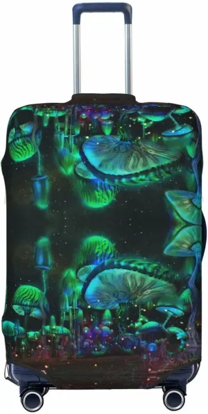 Travel Luggage Cover Suitcase Stretch Washable Psychedelic Magic Mushrooms Suitcase Protector Bag,Spandex Double-Sided Baggage Covers,Large