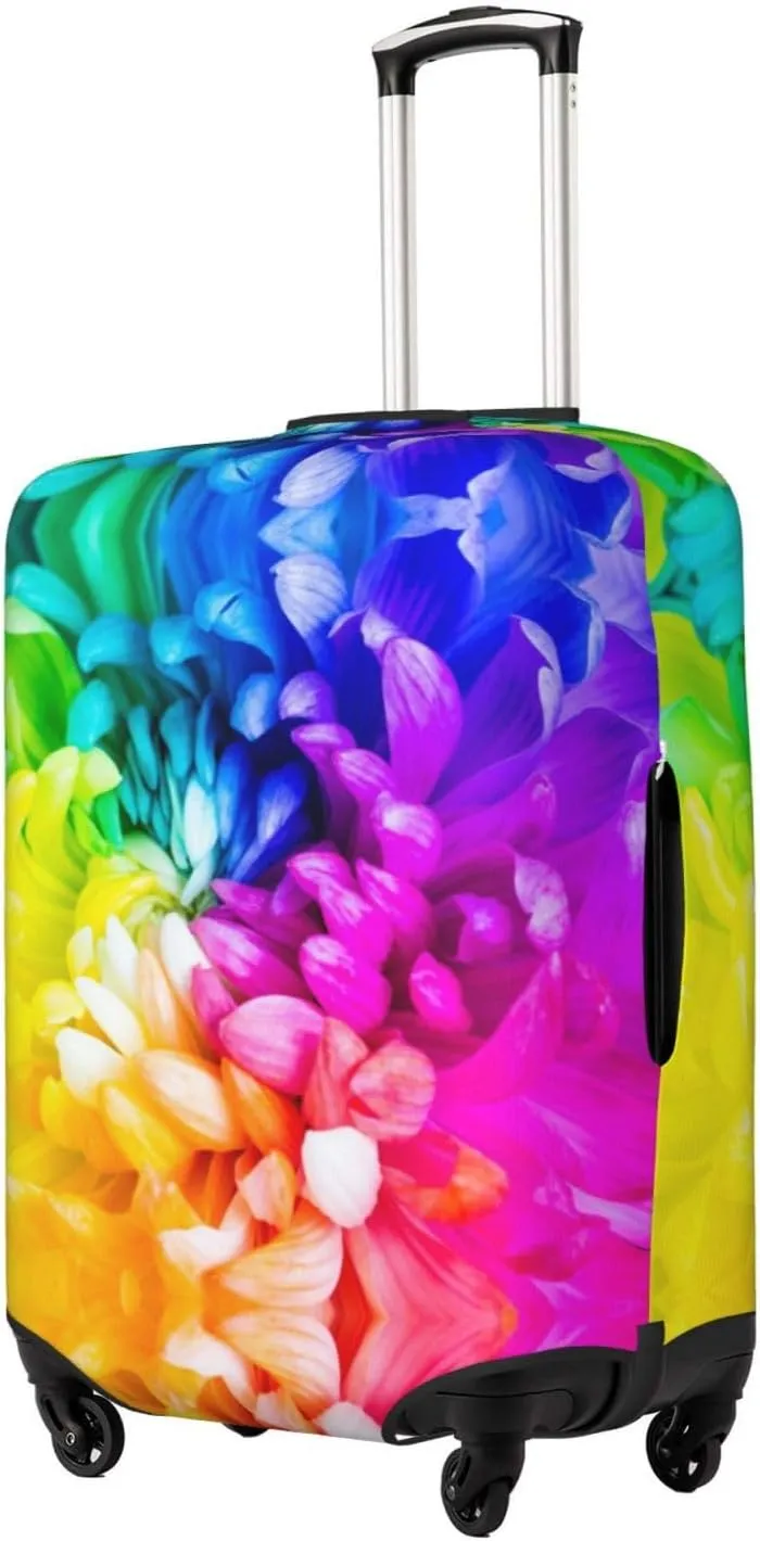 Travel Luggage Cover Suitcase Stretch Washable Rainbow Flower Suitcase Protector Bag,Dust-Proof Double-Sided Baggage Covers For Kid Adult,X-Large