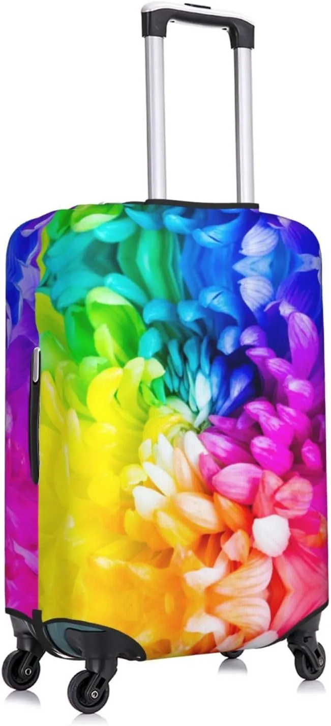 Travel Luggage Cover Suitcase Stretch Washable Rainbow Flower Suitcase Protector Bag,Dust-Proof Double-Sided Baggage Covers For Kid Adult,X-Large