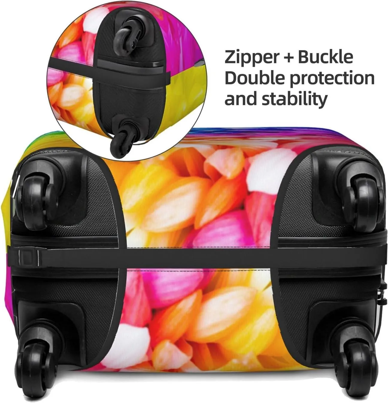 Travel Luggage Cover Suitcase Stretch Washable Rainbow Flower Suitcase Protector Bag,Dust-Proof Double-Sided Baggage Covers For Kid Adult,X-Large