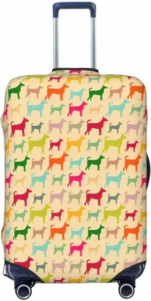 Travel Luggage Cover Suitcase Stretch Washable Retro Dog Silhouette Suitcase Protector Bag,Dust-Proof Double-Sided Baggage Covers,Small