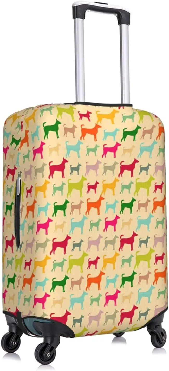 Travel Luggage Cover Suitcase Stretch Washable Retro Dog Silhouette Suitcase Protector Bag,Dust-Proof Double-Sided Baggage Covers,Small