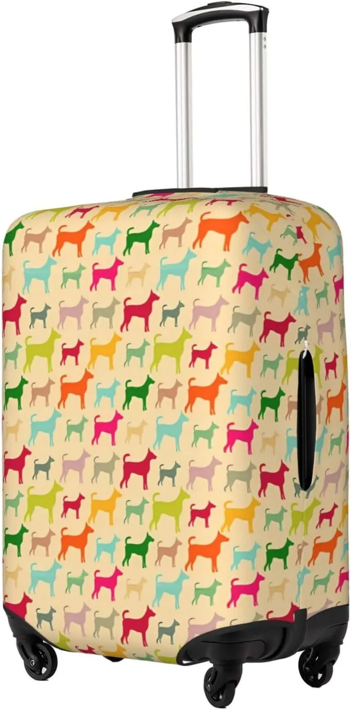 Travel Luggage Cover Suitcase Stretch Washable Retro Dog Silhouette Suitcase Protector Bag,Dust-Proof Double-Sided Baggage Covers,Small