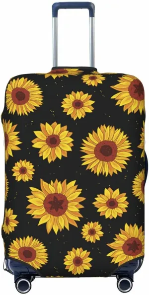 Travel Luggage Cover Suitcase Stretch Washable Sunflowers Suitcase Protector Bag,Dust-Proof Double-Sided Baggage Covers,Medium