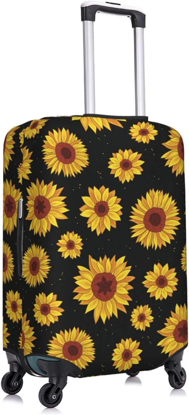 Travel Luggage Cover Suitcase Stretch Washable Sunflowers Suitcase Protector Bag,Dust-Proof Double-Sided Baggage Covers,Medium