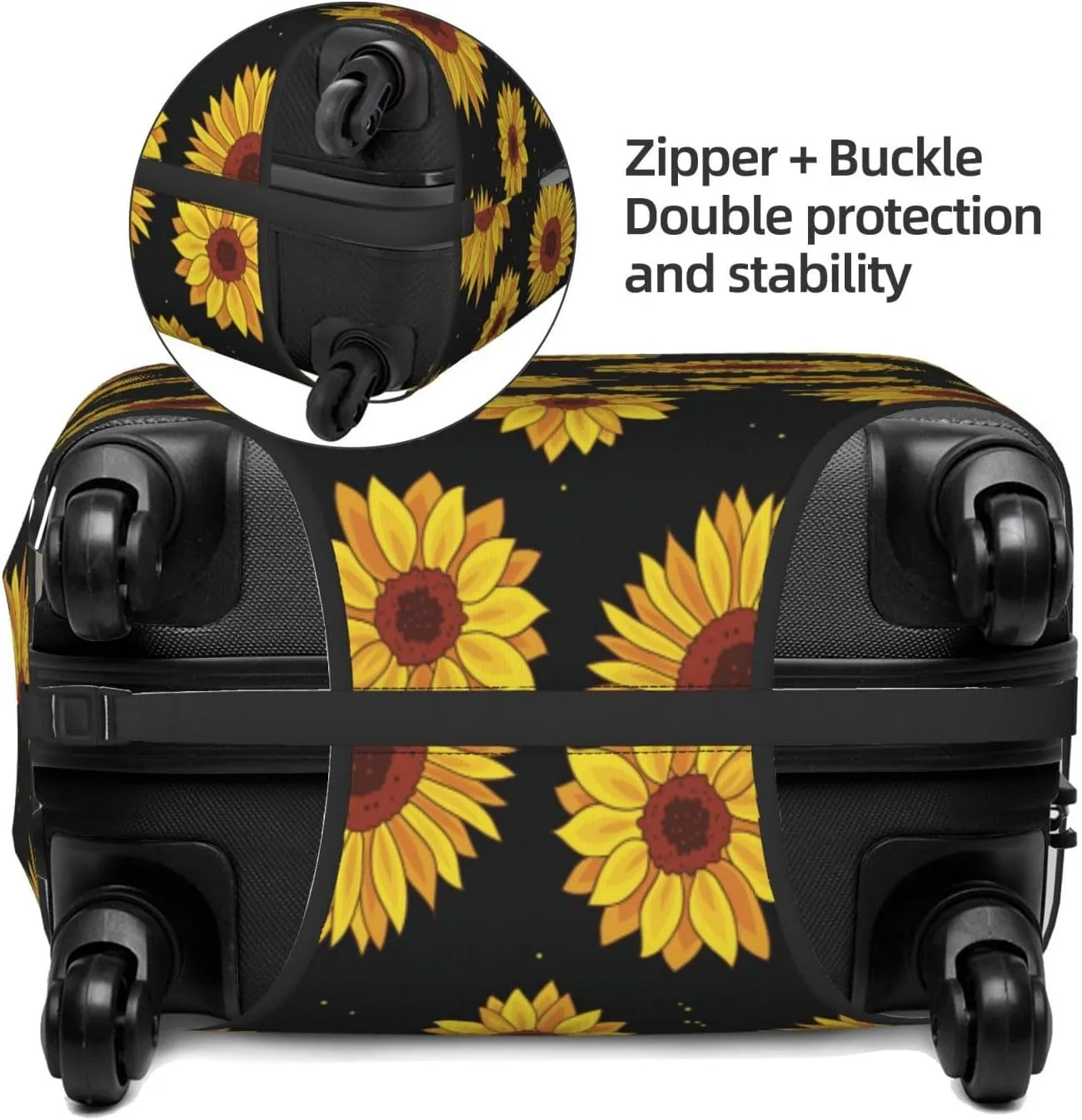 Travel Luggage Cover Suitcase Stretch Washable Sunflowers Suitcase Protector Bag,Dust-Proof Double-Sided Baggage Covers,Medium
