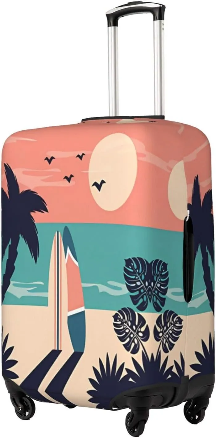 Travel Luggage Cover Suitcase Stretch Washable Surfboards In Beach Sand Suitcase Protector Bag,Spandex With Zipper Closure Baggage Covers For Kid Adult,Medium