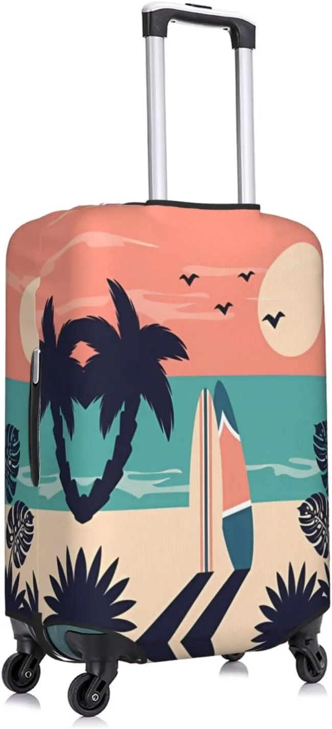 Travel Luggage Cover Suitcase Stretch Washable Surfboards In Beach Sand Suitcase Protector Bag,Spandex With Zipper Closure Baggage Covers For Kid Adult,Medium