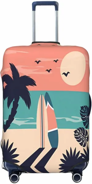 Travel Luggage Cover Suitcase Stretch Washable Surfboards In Beach Sand Suitcase Protector Bag,Spandex With Zipper Closure Baggage Covers For Kid Adult,Medium