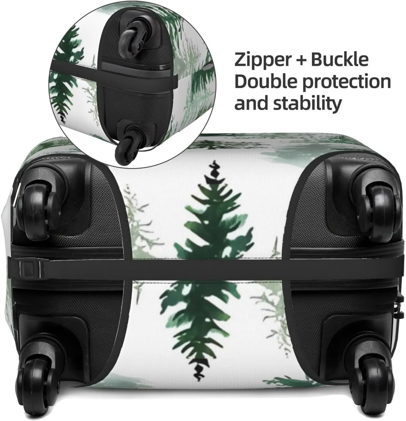Travel Luggage Cover Suitcase Stretch Washable Watercolor Woodland Forest Pine Trees Suitcase Protector Bag,Spandex Double-Sided Baggage Covers,X-Large