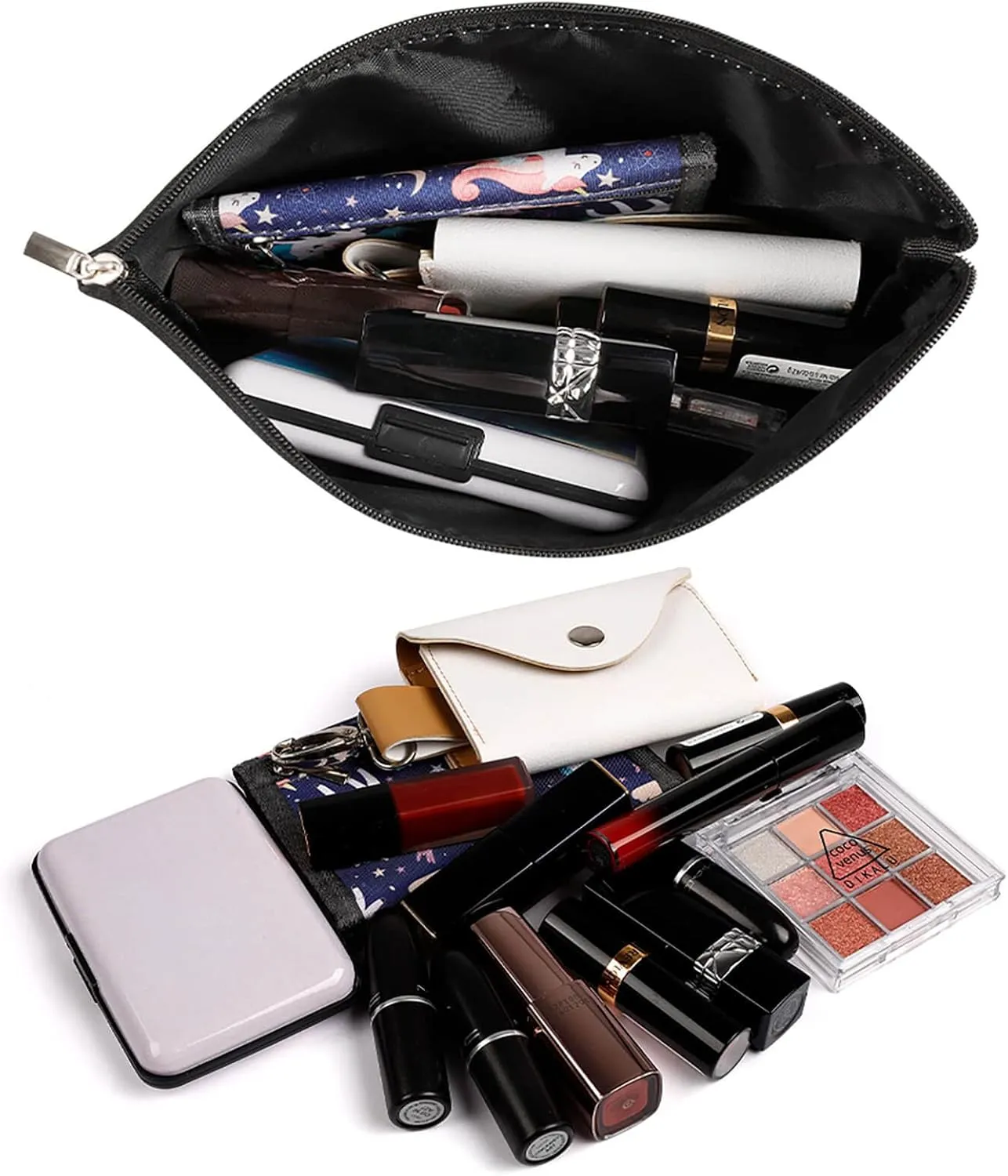 Travel Makeup Bag, Cool Gray Solid Color Cosmetic Bags for Women Large Capacity Waterproof Toiletry Pouch Make up Organizer