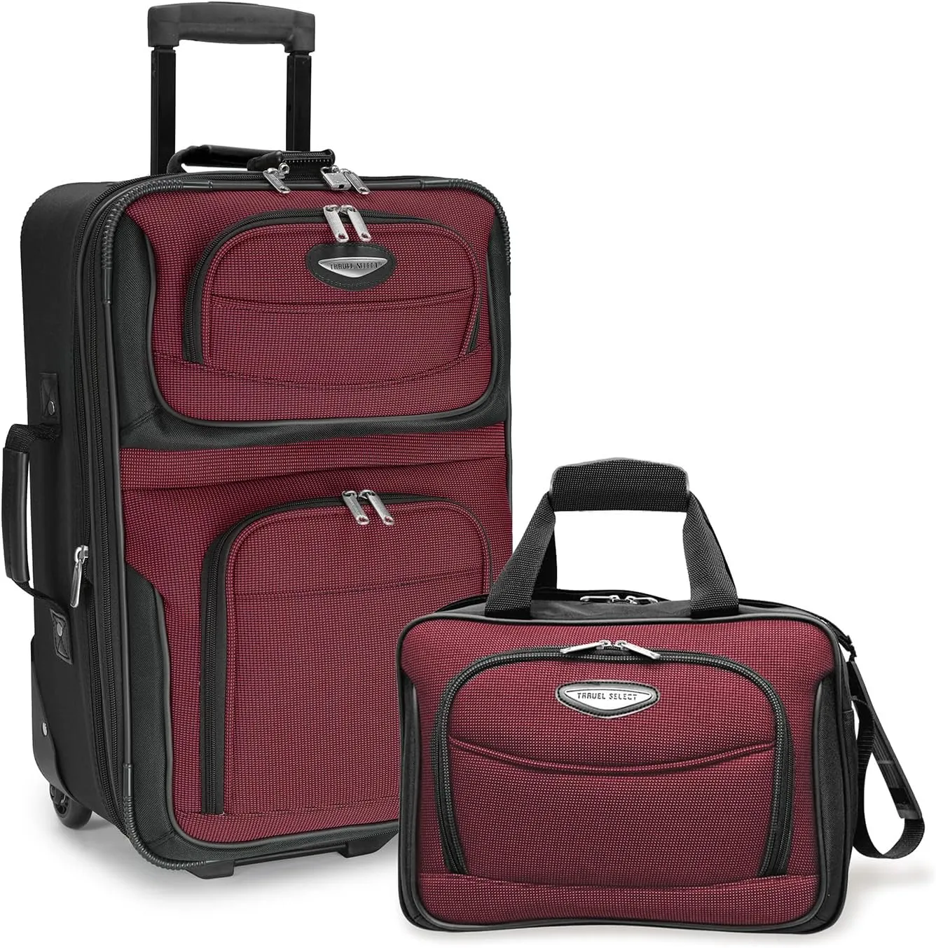 Travel Select Amsterdam Expandable Rolling Upright Luggage, Burgundy, 2-Piece Set