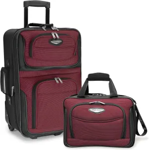 Travel Select Amsterdam Expandable Rolling Upright Luggage, Burgundy, 2-Piece Set