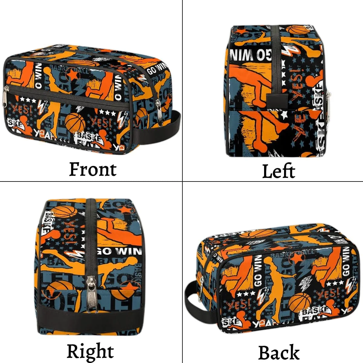 Travel Toiletry Bag for Boys Kids, Basketball Waterproof Hanging Dopp Kit for Teens Men, Cool Carrying Case Compatible with Nintendo Switch and New Switch OLED Console