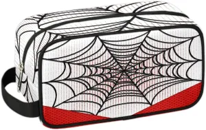 Travel Toiletry Bag for Boys Kids, White Spider Web Waterproof Hanging Dopp Kit for Teens Men, Cool Carrying Case Compatible with Nintendo Switch and New Switch OLED Console