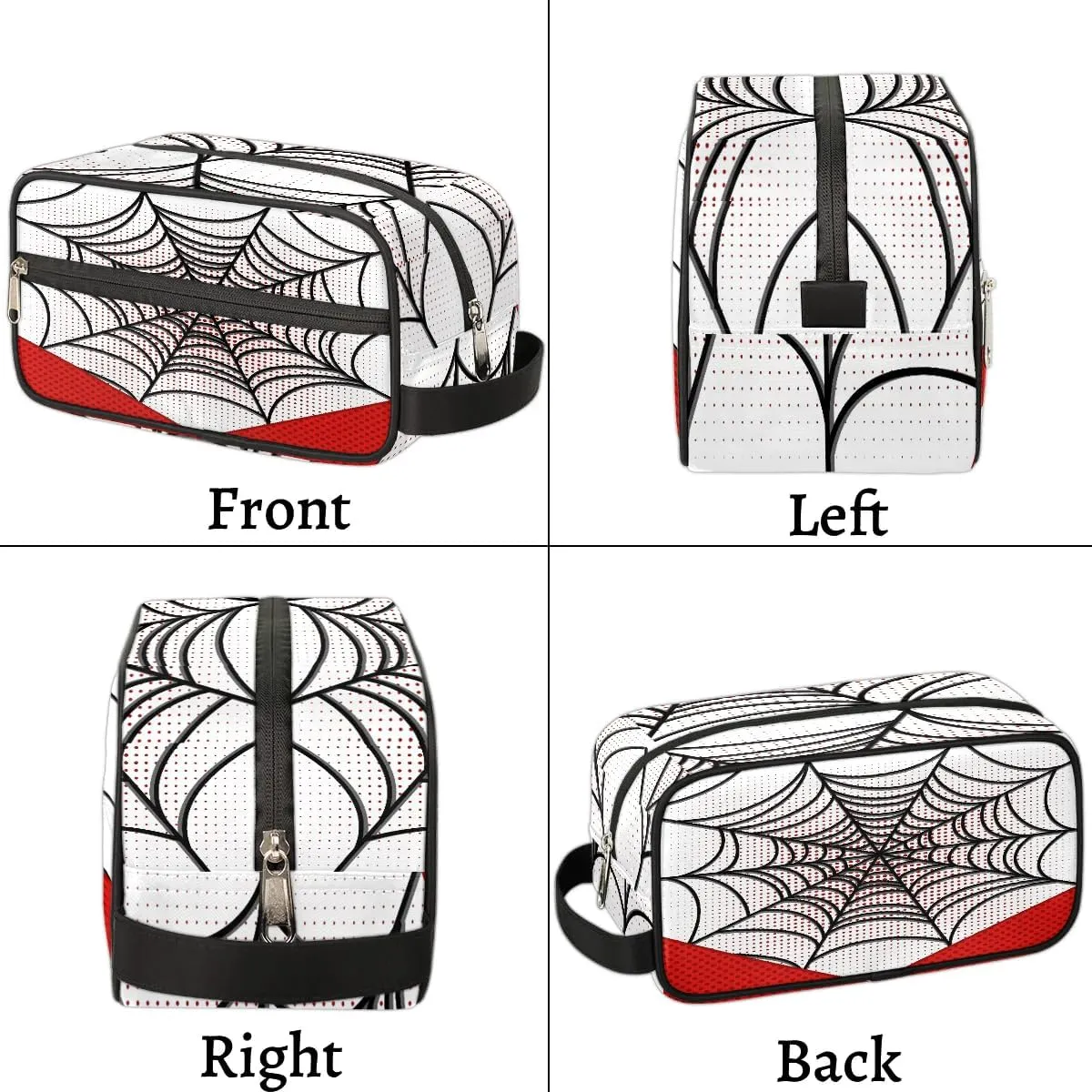 Travel Toiletry Bag for Boys Kids, White Spider Web Waterproof Hanging Dopp Kit for Teens Men, Cool Carrying Case Compatible with Nintendo Switch and New Switch OLED Console
