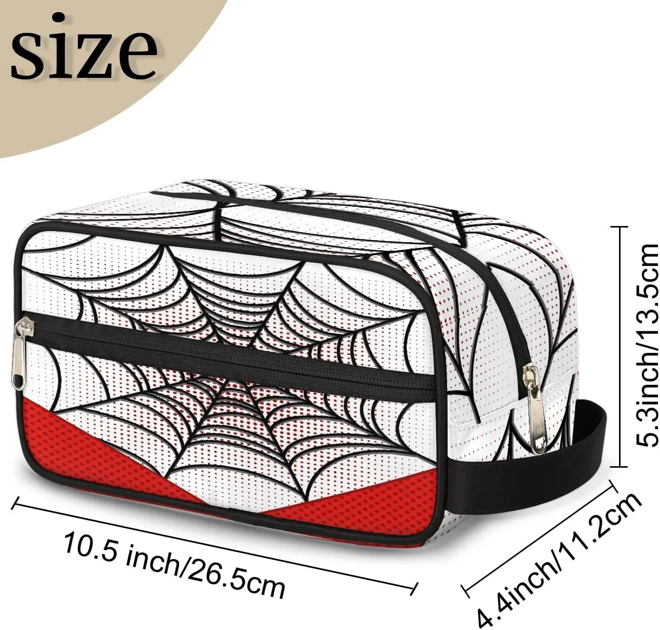 Travel Toiletry Bag for Boys Kids, White Spider Web Waterproof Hanging Dopp Kit for Teens Men, Cool Carrying Case Compatible with Nintendo Switch and New Switch OLED Console