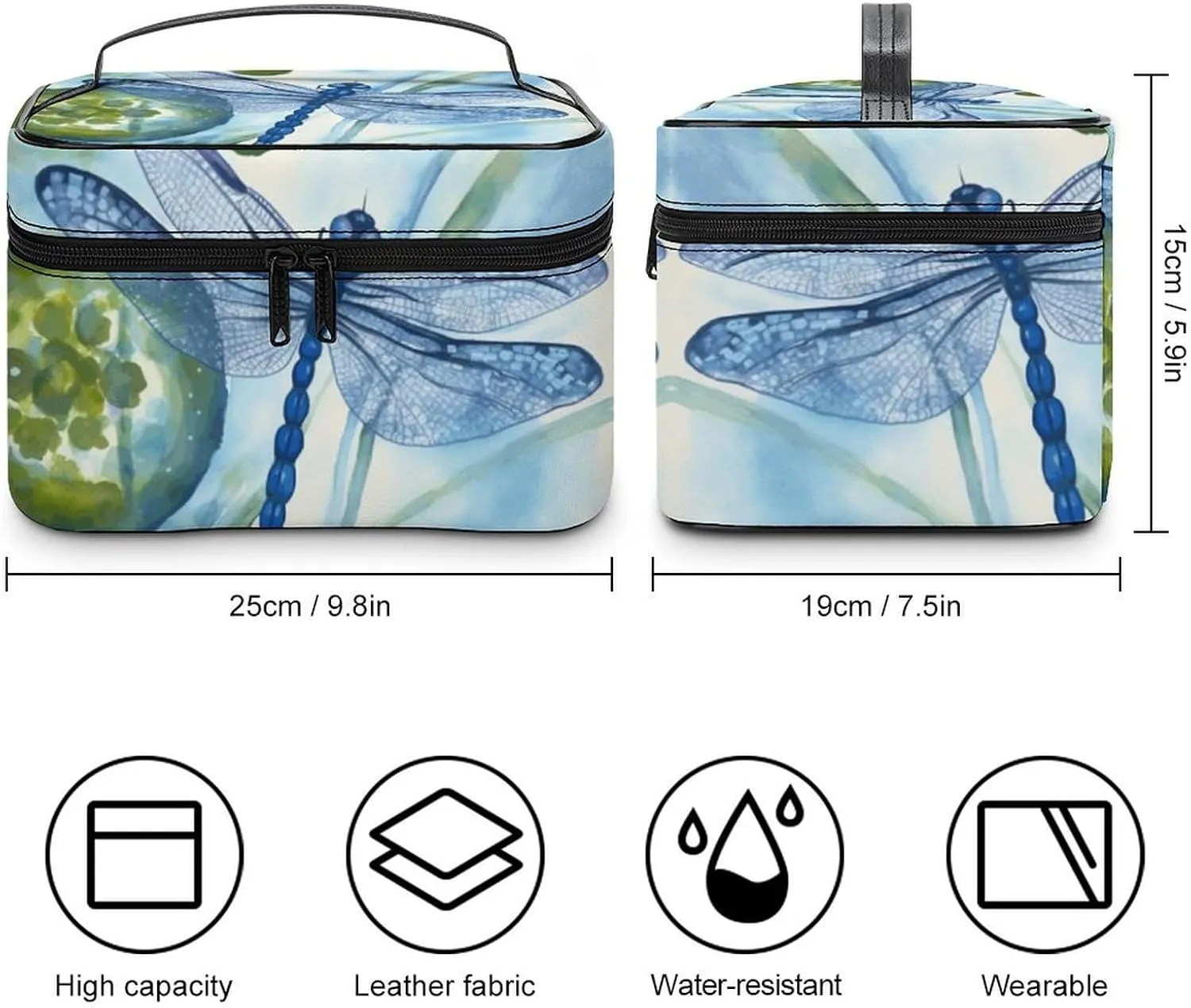Travel Toiletry Bag for Women And Men,Hand Painted Blue Dragonfly Toiletry Organizer, Makeup Bag Travel Organizer for Shampoo,Toiletries
