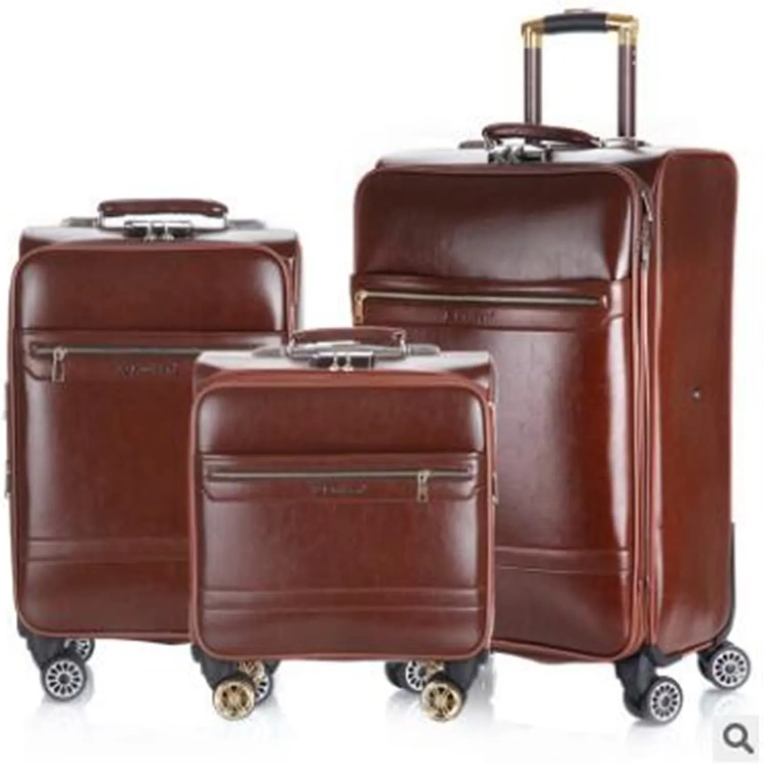 Travelling Luggage 18 Inch 20 Inch Men Suitcase Luggage 24 Trolley Suitcase PU Travel Rolling Baggage Bag On Wheels Travel Wheeled Suitcase Suitcase (Color : Dark Brown, Size : 20")