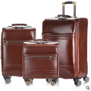 Travelling Luggage 18 Inch 20 Inch Men Suitcase Luggage 24 Trolley Suitcase PU Travel Rolling Baggage Bag On Wheels Travel Wheeled Suitcase Suitcase (Color : Dark Brown, Size : 20")