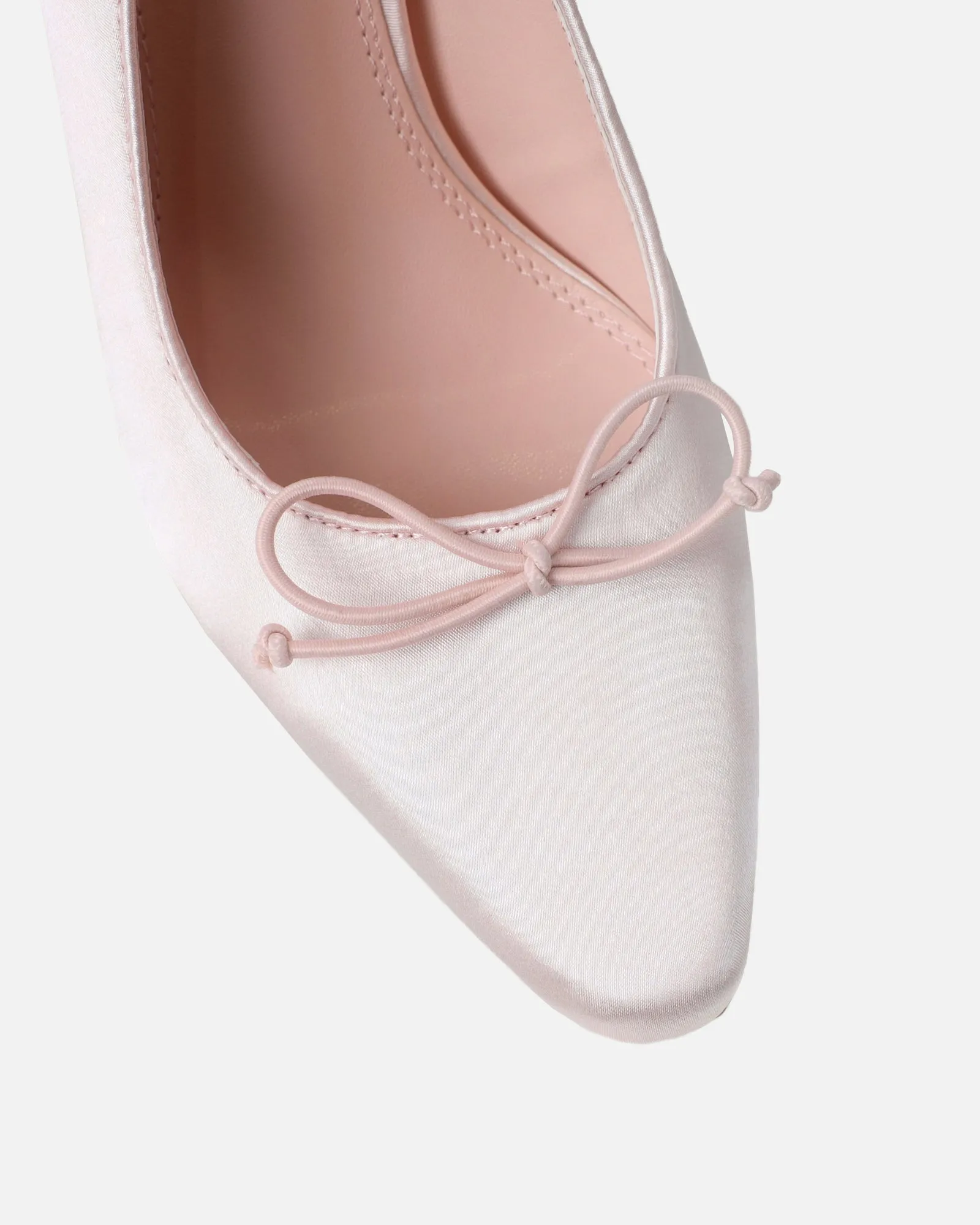 Trinnie Baby Pink Satin Lace Up Ballet Mid Heels