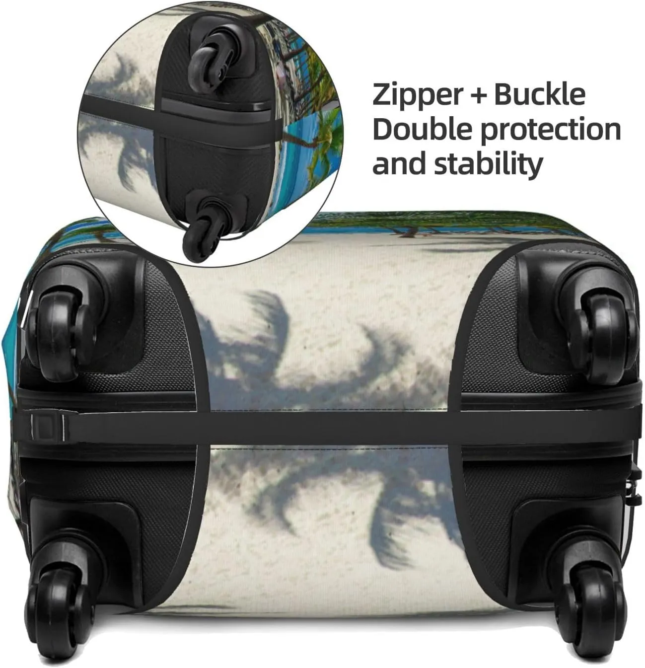Tropical Beach Palm Tree Travel Luggage Cover Fits 18-32 Inch Luggage, Elastic Suitcase Cover Protector with Concealed Zipper for Wheeled Suitcase Tsa Approved