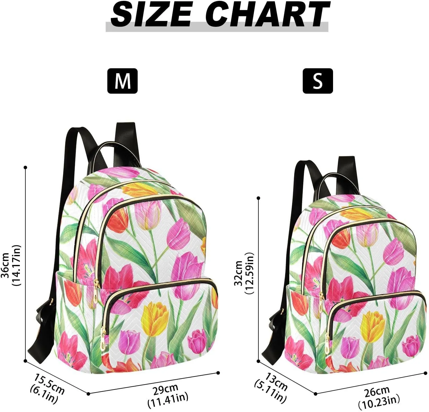 Tulips Flower White Backpack Purse for Women Ladies Satchel Bags with Anti-theft Back for College Hiking S