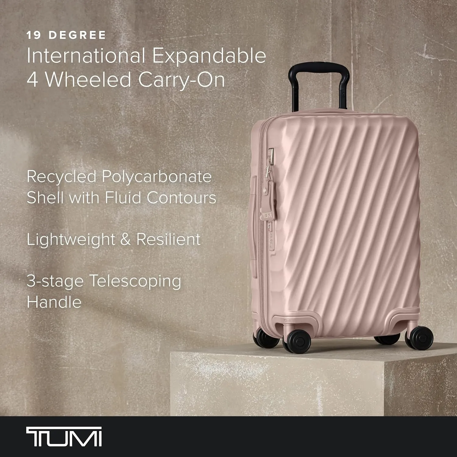 TUMI - 19 Degree International Expandable 4 Wheeled Carry-On - Hard Shell Suitcase - 21.8" X 14.0" X 9.0" - Mauve