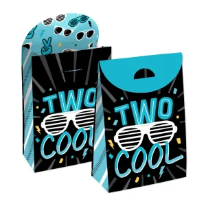 Two Cool - Boy - Blue 2nd Birthday Gift Favor Bags - Party Goodie Boxes - Set of 12