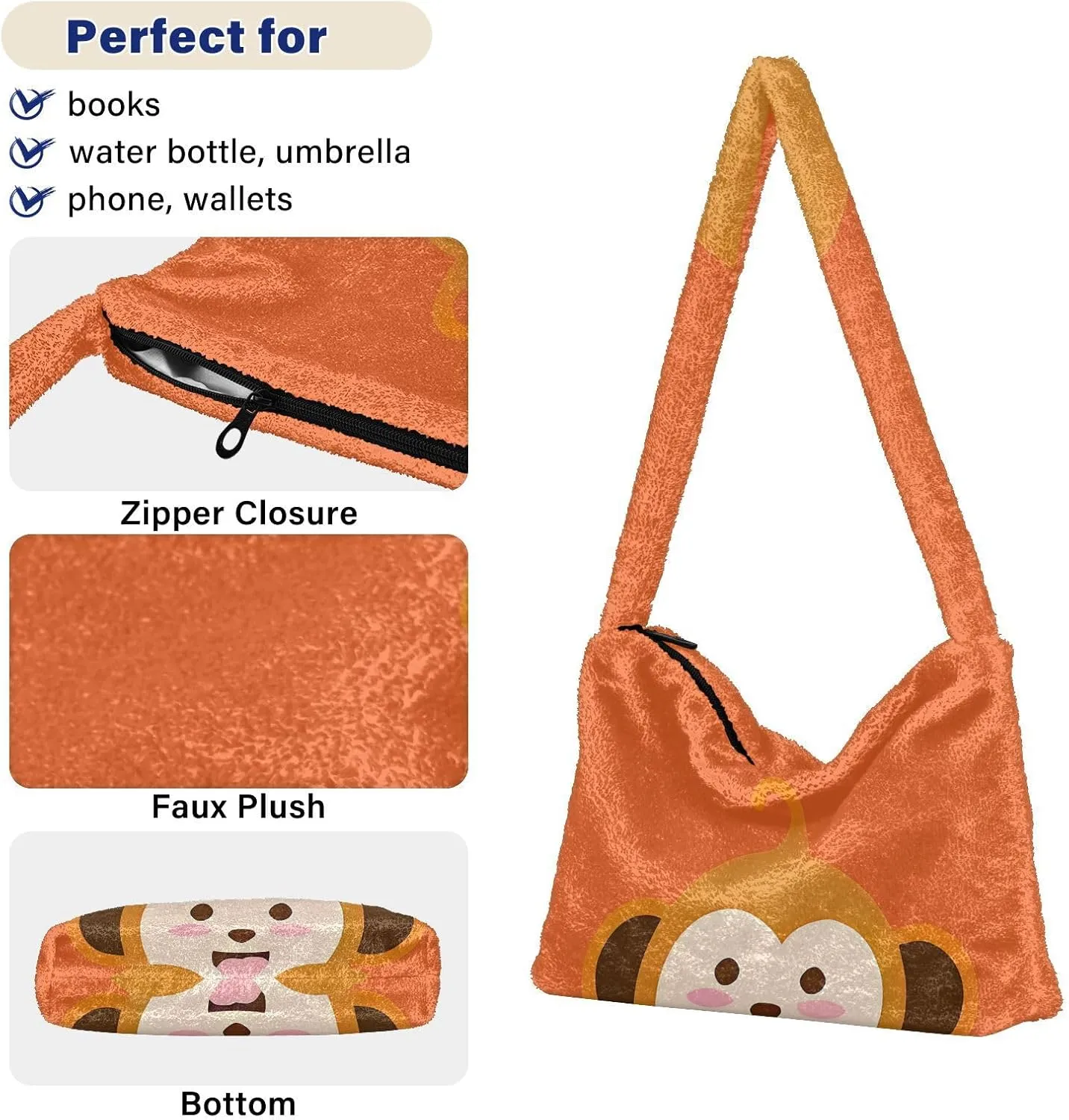 Two Dogs in Driver Seat Shoulder Tote Bag, Tote Bag with Shoulder Strap and Zipper, Lightweight Handbags for Women